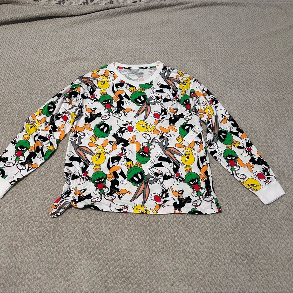 Justice Looney Tunes Character Long Sleeved Shirt Girls Size Large